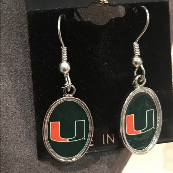 Miami Hurricanes College Dangle Earrings and Necklace Licensed - Picture 2 of 3